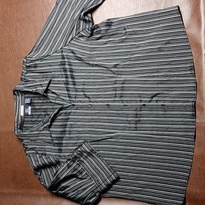 DCC Woman Plus Size 30/32 Black Multi Pin Striped Button Down Dress Shirt